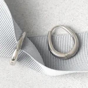 [라울스톤] 써지컬 스틸 실버링 슬림 물방울 원터치 귀걸이