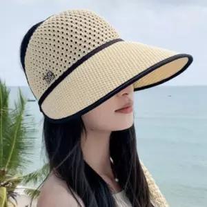 햇 여름 썬캡 니트 간편 휴대 밀짚 돌돌이 자외선차단 여성 선캡 모두팜