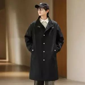 원더우면 남성 하프 캐주얼 코트 봄가을 칼라 차이나 오버사이즈 트렌치 싱글 OPH3