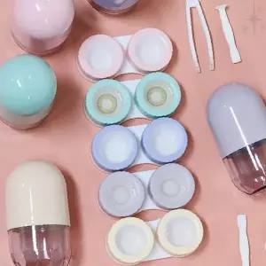 보관용기 휴대용 렌즈통 여행용 렌즈케이스 알약형 디자인 렌즈보관 위생용품