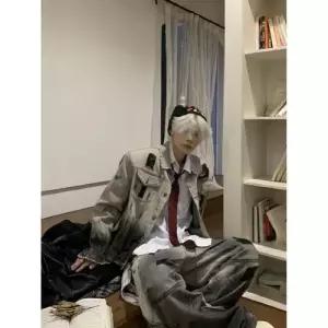 원더우면 남사친 청 봄 빈티지 가을 코트 나염 트렌드 진주 세트 OPH3