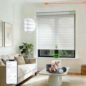 스마트 전동 샹그릴라 블라인드 이중 레이어 시어 수평 롤러 쉐이드 모터형 창문 Alexa Google 호환