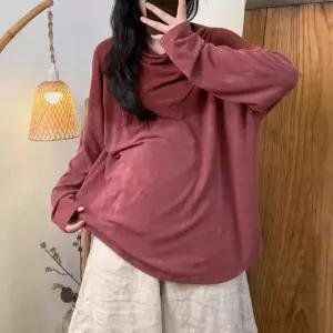 포뇨 여친 가을 빈티지 모헤어 니트면 더미 넥 꽃무늬 맨투맨 티셔츠 러시 OPH3