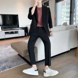 샤오원샵 팬츠 캐주얼 남친 정장 키작남 정장세트 세트 슬림핏 룩 시크 루즈핏 7부 9부 꾹5