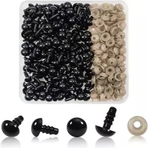 TOAOB 150pcs 9mm 검은색 플라스틱 안전 눈 공예 세탁기로 동물 인형 아미구루미스 크로셰 곰 만들기