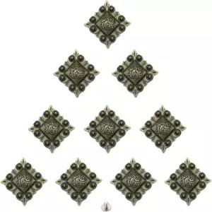 듀오라이 10pcs 레트로 패턴 조각 사각 버튼 공예 가죽 장식 액세서리 콘초 스냅 금속 스터드 스크류 백