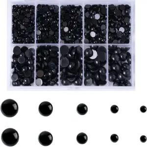 Zbrchz 850pcs 원형 검은색 플라스틱 인형 눈 4mm 플랫백 카보숑 버튼 눈알 구슬 아미구루미스 크로셰 곰