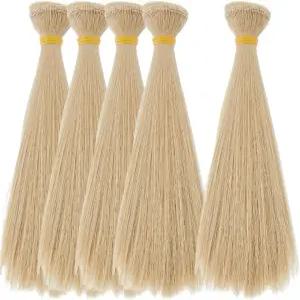 DICOSMETIC 5PCS 인형 가발 머리카락 15.5cm 스트레이트 쇼트 고온 섬유 위프트 제작 키트 연장 벌리우드
