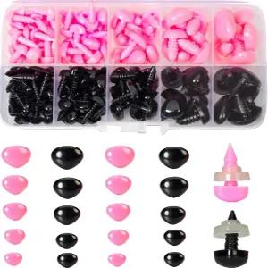 Zbrchz 280pcs 플라스틱 안전 코 5사이즈 공예 삼각형 세탁기 포함 아미구루미 크로셰 곰 인형 개 제작
