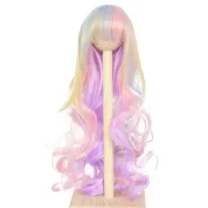 미스유 헤어 귀여운 7-8인치 17CM-19CM 머리용 1/4 BJD 가발 레인보우 롱 컬리 MSD 도드 풀립 돌피