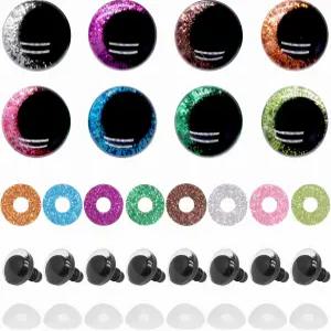 BUXIMN 16pcs 18mm 3D 글리터 안전 눈 세탁기로 뜨개질하기 위한 공예 DIY 인형 제작 용품을 동물
