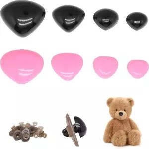 BUXIMN 80PCS 코바늘 뜨개질 동물용 삼각형 안전 코 - 블랙 핑크-4 사이즈 9mm 세탁기가 달린 인형
