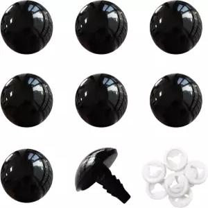 TOAOB 8pcs 20mm 대형 안전 눈 아미구루미스 블랙 플라스틱 공예 인형 DIY 크로셰 제작 용품 세탁기 포함