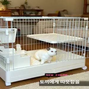 토끼장 우리 사육장 가정용 토끼집 기니치그 철망 닭장 기니피그 베이지 실외 세트 소동물