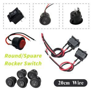 2/3핀 토글 사각형 원형 전기 스위치 미니 로커 ON/OFF 배선 20cm 6A/250V10A/125V