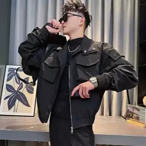 코아픽샵 남성용 가을 항공 점퍼 키작남 차이나 소사이어티 포켓 바람막이 자켓 꾹3