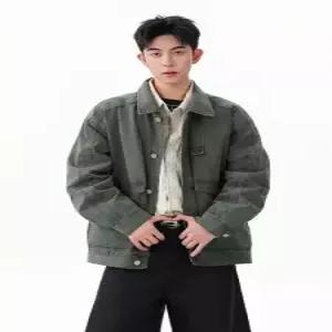 코아픽샵 남자 빈티지 캐주얼 남녀 키작남 점퍼 캔버스 코트 재킷 바람막이 워싱 꾹1