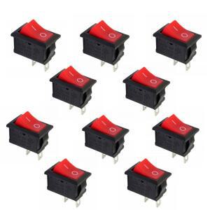 10Pcs KCD1 보트 로커 스위치 6A 250V 2 핀 스냅 레드 블랙 토글