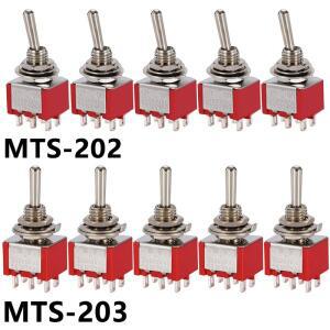 토글 스위치, 레드, 6 핀, MTS-202 203, 로커 2A/250V,5A/120V,ON-ON, ON-OFF-ON, 1/5 개