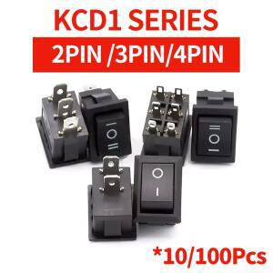 10/100개 2/3/4핀 KCD1 로커 스위치 - 15x21mm, 6A 250V AC/10A AC, ON-OFF, 빨간색 녹색 조명 포함