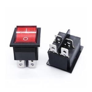 5Pcs 레드 라이트 DPST ON/Off 스냅인 보트 로커 스위치 4Pin 16A 250V AC 25x31mm 가전 제품에 사용