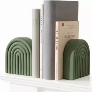 Fiwochic 2Pcs 보호 아치 콘크리트 책꽂이 장식용 무지개 스토퍼와 무거운 책들을 위한 미끄럼 방지 패드