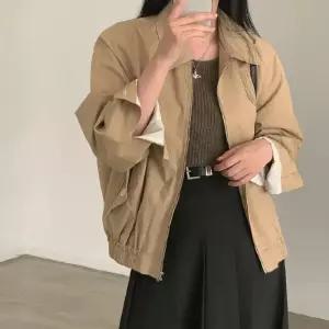 솔저스여성 가을 빈티지 기본 칼라 긴팔 집업 야구점퍼 코트 OPH3