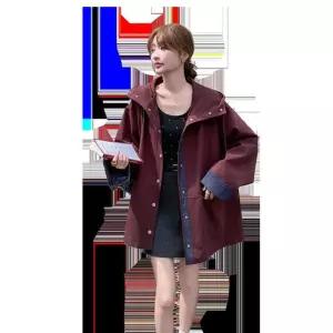 블랙팬서 여사친 하프 빨강 가을 점퍼 야구 트렌치코트 앙고라 코트 후드 OPH3