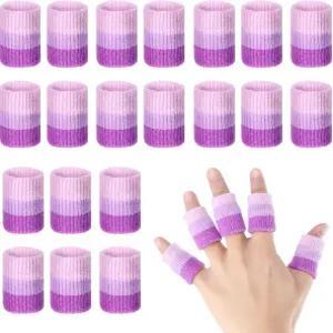 Ymapinc 20Pcs 크로셰 핑거 가드 손가락 보호대용 통기성 탄성 슬리브 바느질 및 필기용 소프트 쿠션 압축