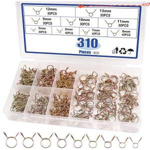 310Pcs 5-13mm 9 크기 스프링 클립 클램프 구색 키트 물 파이프 연료 라인 호스 튜빙 오토바이 용