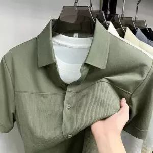 픽호샵 남사친 면 캐주얼 카디건 솔리드 키작남 반팔 트렌드 셔츠 꾹2