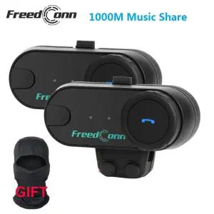 FreedConn TCOM VB 오토바이 헬멧 인터콤 블루투스 5.0 헤드셋 헤드폰 FM 모토 인터폰 커뮤니케이터 스피커