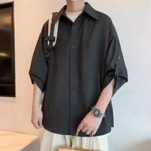 픽호샵 남자 하계 캐주얼 키작남 셔츠 멋스러움 쿨링 반팔 트렌드 솔리드 꾹2