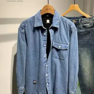 EAMT 남친 청 빈티지 맷돌 카고 코트 셔츠 초질감 봄가을 청자켓 긴팔 워싱 YJ3