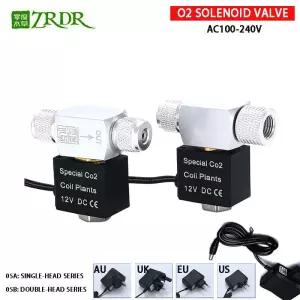 ZRDR 수족관 Co2 솔레노이드 밸브 레귤레이터 110V-220V 저온 물고기 탱크 전기 마그네틱 EU US DC12V
