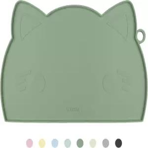 쿠마지 아보 논슬립 고양이 및 개 사료 매트 음식과 물을 위한 가장자리가 올라간 두꺼운 실리콘
