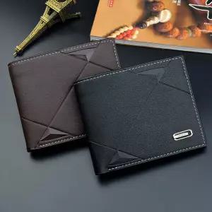 남성 짧은 Bifold 가짜 가죽 Masculina Billetera 신용 ID 카드 소지자 지갑 Billfold 클러치 솔리드