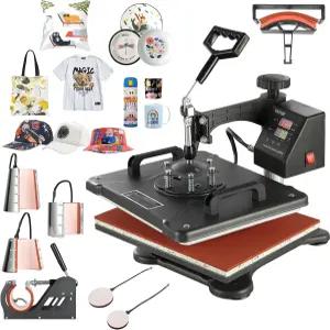 VEVOR 8 in 1 히트 프레스 기계 콤보 360 스윙 어웨이 티셔츠 모자 머그 T 셔츠 캡 인쇄 12x15 디지털