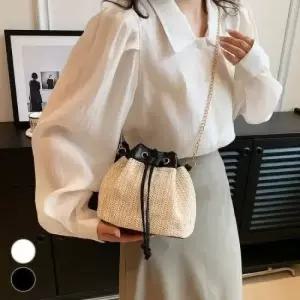 왕골 복조리 숄더 체인 버킷 크로스백 여름가방 여름가방 버킷백 미니버킷백 여름버킷백