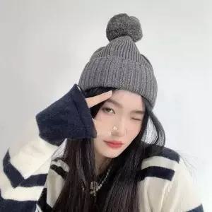 패션 겨울 니트 폼폼 비니 방울 그레이 모자 방울