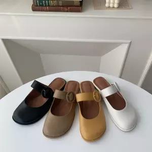 여자 메리제인 뮬 플랫 데일리 로우굽 슈즈