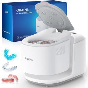 30W 리테이너 머신 IPX7 방수 청소 타이머 가드 3가지 탱크가 포드 디지털 45kHz 그레이 UV 230ml 모드 마우스 브레이스 라이트가 장착된 틀니