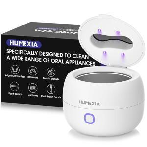 휴멕시아 리테이너 머신 45kHz UV 조명 화이트 보호대 시동 틀니용 200ML 포드 구강 보석 4개 경비대 얼라이너 청소 원터치 용량