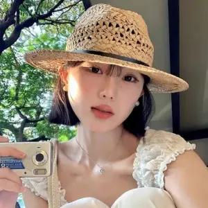 남녀 여름 페이퍼 벨트 밀짚 모자 1P 커플 버킷햇 남자밀짚모자