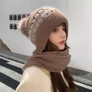 여성모자 투톤 트위스트 머플러 비니 USM154