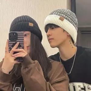 촘촘한 융털 안감기모 겨울아이템 배색마블 비니 모자 숏비니