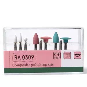 LA 미에르 치과 복합 연마 키트 9pcs/Kit 세라믹 산화물 그릿 소재 저속 대조각 핸드피스 호환 화이트 핑크