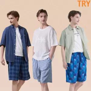 [트라이][트라이] (신세계단독)트라이 인견100 파자마 5부 팬츠 3종(남성)
