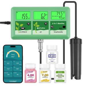 수경 재배용 EZTOCH PH EC 연속 모니터, 6 IN 1 WIFI PPM CF 미터, DWC 재배 시스템용 디지털 TDS 온도 습도 전도도 에어로포닉 정원 가꾸기, 아쿠아포닉