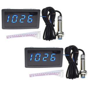2PCS 블루 디지털 LED 타코미터 속도계 근접 110V 220V AC 모터 타코미터 센서 NPN 스위치